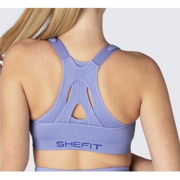 NWT SHEFIT Low Impact Sports Bra PERIWINKLE Size SMALL Adjustable Straps pads - Picture 2 of 9